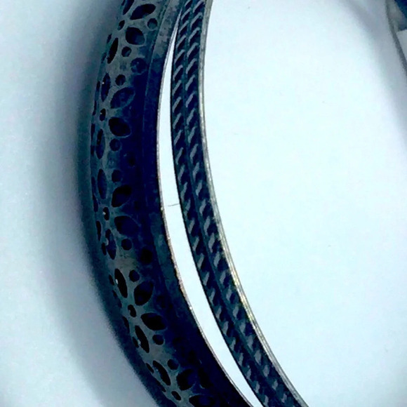 3 Bangle Bracelets Silver Tone Heart Key Lock - Picture 5 of 5